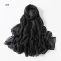 Lightweight black solid color polyester long scarf versatile travel photo shawl accessory - 9