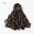 Solid color lightweight long scarf, thin breathable chiffon travel shawl for women, elegant dark brown. - 10