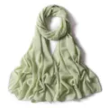 Details of sage green chiffon hijab scarf with subtle gold shimmer, lightweight and elegant. - 8# Spring Willow