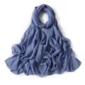 Sciarpa lunga in chiffon blu con pois dorati, hijab elegante e scialle versatile. - 29# Blu Commelina