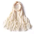 Elegante sciarpa hijab in chiffon tinta unita con punti dorati scintillanti da donna leggero. - Bianco Perla