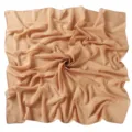 Solid color chiffon square scarf detail view, elegant drape and soft lightweight fabric. - Light Khaki