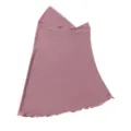 Pink stretch mesh headscarf detail showing soft fabric texture and ruffled edge trim. - Gray Cherry Blossom