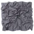 Detail view of a solid dark grey Malaysia pearl chiffon square scarf hijab, soft fabric. - Stone Blue