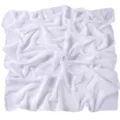 White chiffon scarf detail view, soft draped fabric texture for elegant styling and hijab wear. - Snow White