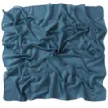 Detail view of the solid blue chiffon square scarf texture, elegant draping and lightweight fabric. - Water Blue