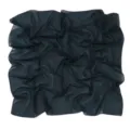 Detail shot of the solid color chiffon square scarf, lightweight and soft drape texture. - Black Green