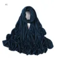 Dark blue modal jersey hijab scarf, soft stretch plain long wrap for Muslim women daily wear. - Style 1