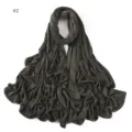 Detail view of the dark grey modal jersey hijab scarf, showing soft fabric texture and neat drapes. - 2#