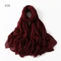 Burgundy solid color voile long scarf detail, lightweight polyester fashion shawl. - 18