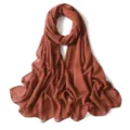 Bella Sciarpa Chiffon Marrone Brillante Elegante Foulard Leggero Scialle Dettaglio Vicino - 26# Caramello