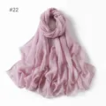 Solid pink lightweight voile polyester long scarf detail showing soft texture and fine fabric. - 22