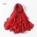 Solid red polyester voile long scarf, lightweight travel photography shawl and daily accessory. - 25