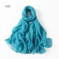 Lightweight solid color turquoise long scarf for women travel daily wear fashion accessory - 30