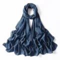 Sciarpa hijab in chiffon scintillante blu scuro elegante lunga per donna accessorio moda - 32# Indaco