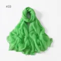 Solid green lightweight polyester long scarf, versatile travel fashion shawl and beach wrap. - 33