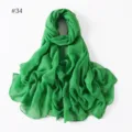 Solid green long scarf, lightweight voile shawl for women, travel photography and daily wear. - 34