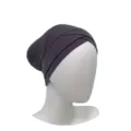 Modal crossover inner hijab cap detail shot, solid dark grey breathable stretch head cover. - One Size / 23# Yellow