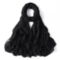 Sciarpa lunga in chiffon glitterato tinta unita da donna, elegante hijab e scialle. - 50# Nero Classico