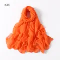 Lightweight solid orange polyester long scarf, versatile travel photo shawl and neck wrap. - 38