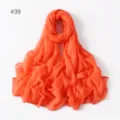 Solid color lightweight polyester long scarf, perfect for travel, fashion drape shawl. - 39