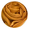 Plain chiffon hijab detail view, soft mustard yellow fabric rolled neatly for daily wear style. - 2#