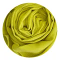 Detailed view of lime green chiffon hijab fabric texture, soft drape and elegant wrinkle design. - 3#