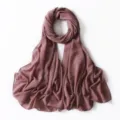 Scialle hijab lungo in chiffon con dettagli dorati scintillanti da donna, tinta unita. - 17# Rosa Antico