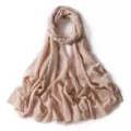Elegante foulard hijab lungo in chiffon glitter per donna, scialle drappeggiato tinta unita. - 20# Kaki Chiaro