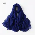 Solid color voile polyester long scarf, lightweight travel shawl and decorative neckwear. - 45