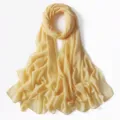 Detailed view of the light yellow glitter chiffon long scarf showing delicate fabric texture. - 4# Goose Yellow