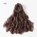 Simple solid color polyester voile long scarf lightweight travel shawl for daily wear - 46