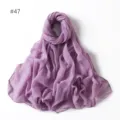 Solid color thin voile polyester long scarf, elegant drape for travel and daily wear. - 47