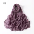 Detailed view of a solid purple lightweight voile long scarf, perfect for travel and daily wear. - 48