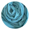 Detailed close-up view of soft turquoise chiffon hijab fabric with fine texture and drape. - 12#