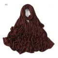 Solid color modal long scarf hijab, soft stretch comfortable fabric, dark brown daily wrap. - 3#