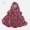 Solid color jersey modal hijab long scarf, soft breathable Muslim headscarf for daily wear. - Size 10
