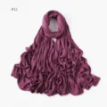 Solid color modal jersey long hijab scarf, soft stretch cotton head wrap for women. - Size 11