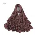 Close-up detail of soft modal long hijab scarf in dusty rose color, smooth fabric texture. - No.17