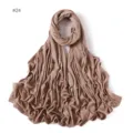 Detailed view of a soft modal jersey long scarf in solid light brown, skin-friendly hijab. - No. 24