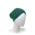Dark green modal cross hijab inner cap detail view, comfortable stretch Muslim underscarf. - One Size / 6#