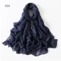 Dark blue lightweight solid color polyester long scarf shawl for women travel daily wear - 54
