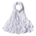 Foulard hijab lungo in chiffon bianco scintillante con punti dorati, dettaglio leggero. - 38# Bianco Neve