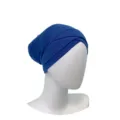 Solid color modal cross inner hijab cap for women, breathable stretch Muslim headwear blue. - One Size / 19#