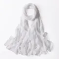 Sciarpa lunga in chiffon glitter bianco foulard hijab donna dettaglio elegante. - 37# Bianco Crema