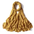 Dettaglio hijab in chiffon scintillante, sciarpa lunga giallo senape, texture morbida. - 5# Giallo Senape