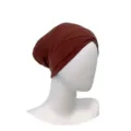 Detailed view of the brown modal cross hijab cap inner undercap, comfortable and breathable. - One Size / Code 26