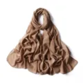 Dettaglio sciarpa chiffon dorata, trama morbida, elegante e raffinato scialle hijab beige. - 53# Kaki Scuro