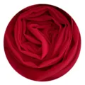 Red chiffon hijab fabric detail, soft texture and solid color scarf closeup view. - Code 30