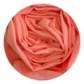 Coral pink chiffon hijab detail view, soft plain long scarf premium fabric texture closeup. - Code 31